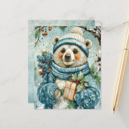 Watercolor Winter Polar Bear Scrapbook Paper
