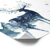 Watercolor Winter Rentier Scene Poster (Ecke)