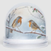 Watercolor Winter Robins Snow Globe Schneekugeln (Vorderseite)
