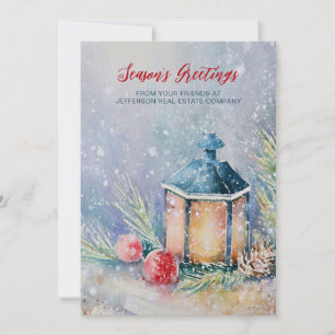 Watercolor Winter Scene Holidays Company Business Feiertagskarte