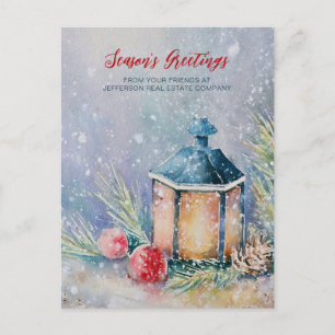Watercolor Winter Scene Holidays Company Business Feiertagspostkarte