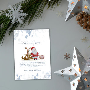 Watercolor Winter Schlitten Elch Santa Baby Shower Dankeskarte