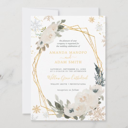 Watercolor Winter Snow Frame Wedding Party Einladung (Vorderseite)