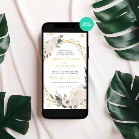 Watercolor Winter Snow Frame Wedding Party Einladung