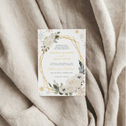 Watercolor Winter Snow Frame Wedding Party Einladung