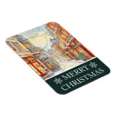 Watercolor Winter Street Scene Weihnachtskarte Magnet (Rechte Seite)