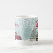 Watercolor Winter Szene roter LKW Joliday Cof Kaffeetasse (Mittel)