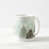 Watercolor Winter Szene roter LKW Joliday Kaffeetasse (VorderseiteRechts)