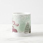 Watercolor Winter Szene roter LKW Joliday Kaffeetasse (Mittel)