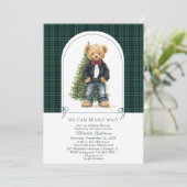 Watercolor Winter Teddy bear ChristmasInvitation Einladung (Stehend Vorderseite)