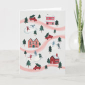 Watercolor Winter Village Scene Holiday Card Karte (Vorderseite)