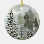 Watercolor Winter-Waldlandschaft Keramik Ornament (Vorne)