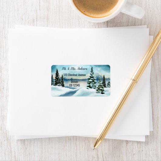 Watercolor Winter Wedding Address Label Adressaufkleber (Insitu)