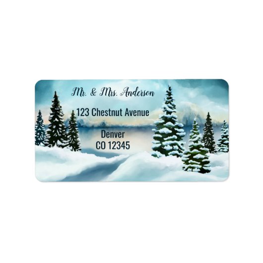 Watercolor Winter Wedding Address Label Adressaufkleber (Vorne)