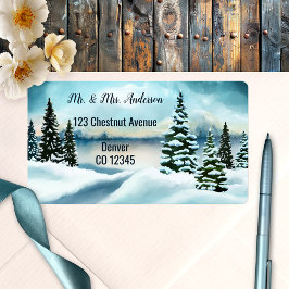 Watercolor Winter Wedding Address Label Adressaufkleber