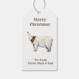 Watercolor Winter Weihnachten Eisbär Geschenk Tag Geschenkanhänger