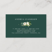 Watercolor Winter Weiße Blume Garland Visitenkarte (Rückseite)