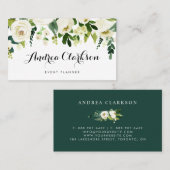 Watercolor Winter Weiße Blume Garland Visitenkarte (Vorne/Hinten)