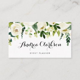 Watercolor Winter Weiße Blume Garland Visitenkarte