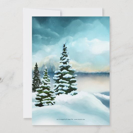 Watercolor Winter Wonderland Probe Abendessen Einladung (Rückseite)