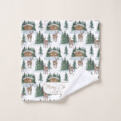 Watercolor Winter Wonderland Rustic Barn Christmas Badhandtuch Set (Waschlappen)