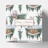 Watercolor Winter Wonderland Rustic Barn Christmas Geschenkschachtel (Oben)