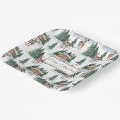 Watercolor Winter Wonderland Rustic Barn Christmas Pappteller (Gewinkelt)