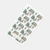 Watercolor Winter Wonderland Rustic Barn Christmas Serviette (Ecke)