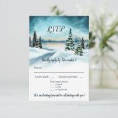 Watercolor Winter Wonderland Wedding Menu UAWG Einladung (Stehend Vorderseite)