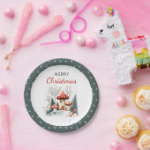 Watercolor Winter Woodland Frohe Weihnachten Pappteller (Party)