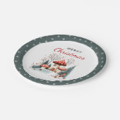 Watercolor Winter Woodland Frohe Weihnachten Pappteller (Schrägansicht)