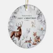 Watercolor Winter Woodland Wildlife 1. Weihnachten Keramik Ornament (Links)