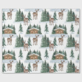 Watercolor-Winter-Wunderland-Rustikale-Scheune-Wei Geschenkpapier (Flach)