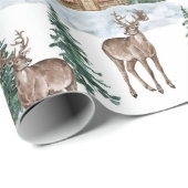 Watercolor-Winter-Wunderland-Rustikale-Scheune-Wei Geschenkpapier (Rolleneckpunkt)