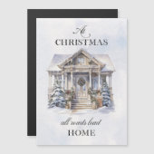 Watercolor Winter Zuhause Weihnachtsgrüße Magnetkarte (Vorne/Hinten)