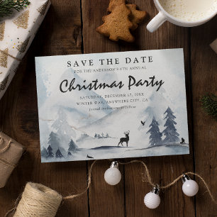 Watercolor-Winterberg-Weihnachten-Save-the-Date Einladungspostkarte