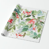 Watercolor Winterberry Holly Christmas Pattern Geschenkpapier (Ungerollt)