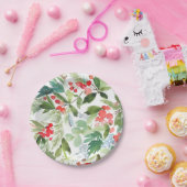 Watercolor Winterberry Holly Pattern Weihnachten Pappteller (Party)