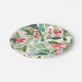 Watercolor Winterberry Holly Pattern Weihnachten Pappteller (Schrägansicht)