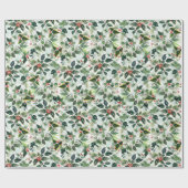 Watercolor Winterberry Variegated Blätter Weihnach Geschenkpapier (Flach)