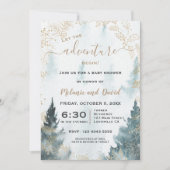 Watercolor Winterlandschaft Gold Wreath Baby Dusch Einladung (Vorderseite)