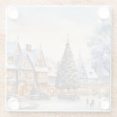 Watercolor Winterlandschaft Weihnachtsdorf Glasuntersetzer (Rückseite)