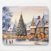Watercolor Winterlandschaft Weihnachtsdorf Mousepad (Vorne)