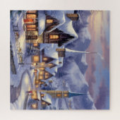 Watercolor Winterlandschaft Weihnachtsdorf Puzzle (Horizontal)