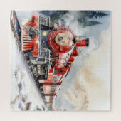Watercolor Winterlandschaft Weihnachtszug Puzzle (Horizontal)