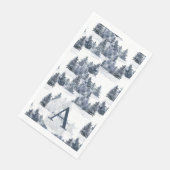 Watercolor Winterwald Mit Monogramm Weihnachten Serviette (Ecke)