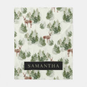 Watercolor Winterwald Nahtloses Muster Fleecedecke (Vorderseite)