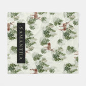 Watercolor Winterwald Nahtloses Muster Fleecedecke (Vorderseite (Horizontal))