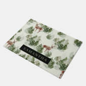 Watercolor Winterwald Nahtloses Muster Fußmatte (Schrägansicht)