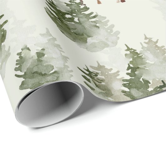 Watercolor Winterwald Nahtloses Muster Geschenkpapier (Rolleneckpunkt)